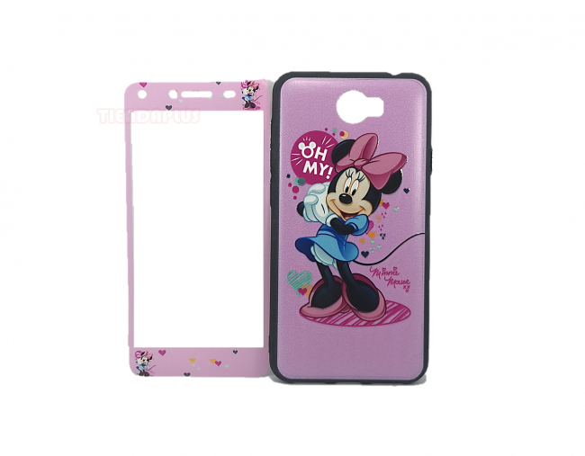 Case Protector Minnie Mouse Y5 II - J3 + Mica de Vidrio