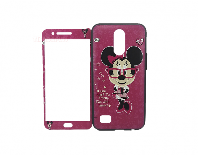 Case Protector Minnie Mouse LG K10 2017 + Mica de Vidrio